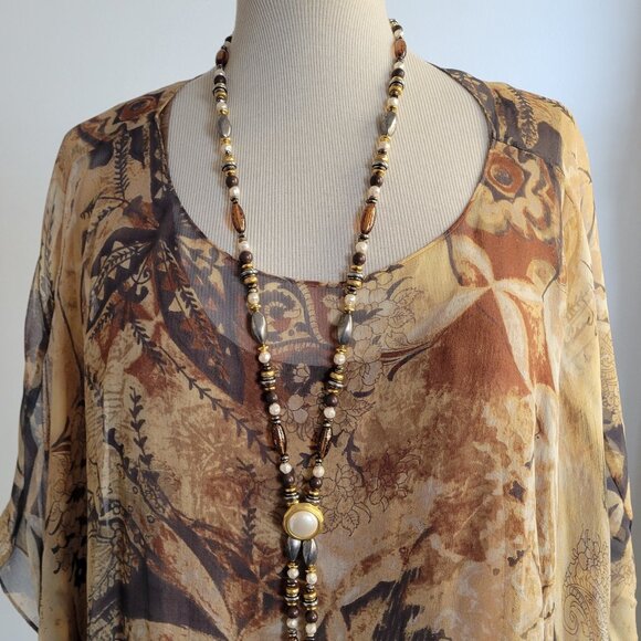 Coldwater Creek Tops - Coldwater Creek Orange Brown Silk 2-Piece Poncho Tunic (Size: M)